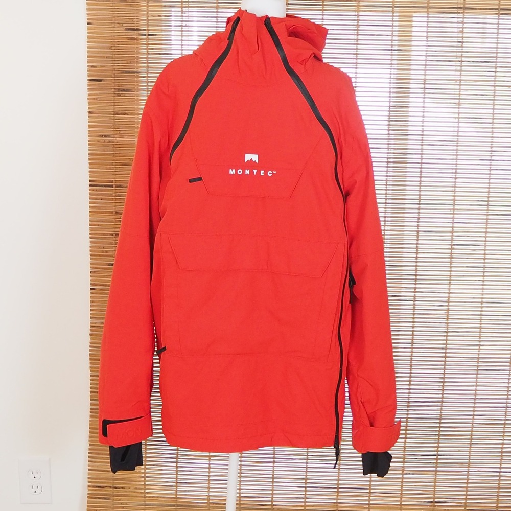 Montec Doom Insulated Ski Snowboard Jacket Mens L Red Anorak Hooded Shell AW19
